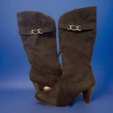 Predictions Women's Knee High Black Faux Suede Boots Size 6.5