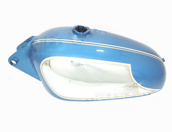 Petrol Kraftstofftank Blau Chrom Reproduktion Passt Ducati 350Cc Scrambler S2U-image