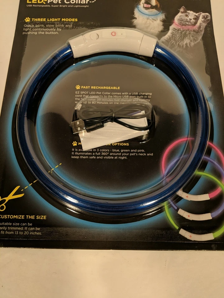 EZ Spot LED Pet Collar By One Products Blue Customize The Size Rechargeable W5 - Image 4 of 4