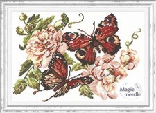 New Magic Needle Cross Stitch Kit Peonies and Butterflies 42-06