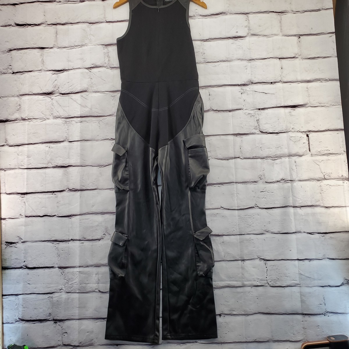 MANIERE DE VOIR Jumpsuit Womens 10 Zip Pull On SSleeveless Faux