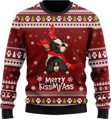 Frenchie Naughty Dog Ugly Christmas Sweater, Love Frenchie Dog Ugly Xmas Sweater