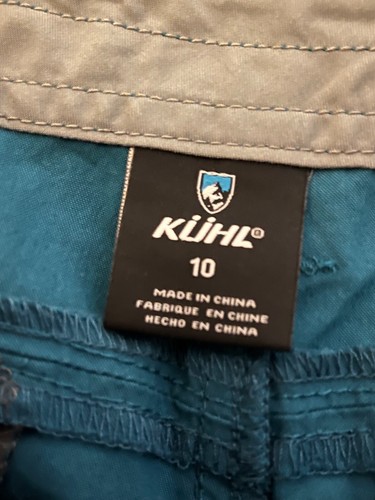 Kuhl Teal Blue Zip Front Hiking Shorts Womens 10 Cotton Blend 34.5” Waist - Picture 3 of 5