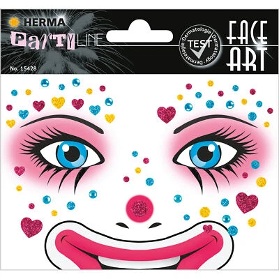 HERMA Gesichtstattoo Gesicht Sticker Aufkleber Clown v2 Fasching Karneval Geburtstag