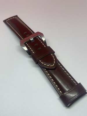 26mm Gloss Brown Leather Watch Band Fits Panerai PAM strap With BUCKLE BARGAIN!