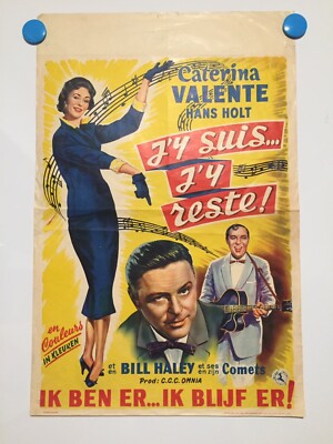 HERE I AM, HERE I STAY - rare '59 Bill Haley Belgian poster - Vive la Rock!!