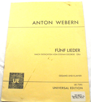 Anton Webern Funf Lieder Nach Gedichten Op.4 Universal Edition UE 7395