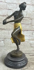 STUNNING BRONZE NUDE DANCER ART DECO GIRL BRONZE SCULPTURE SIGNED:T.K Eichler