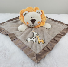 Small Wonders Safari Lion Giraffe Security Blanket Baby Lovey Satin Trim Tan 13