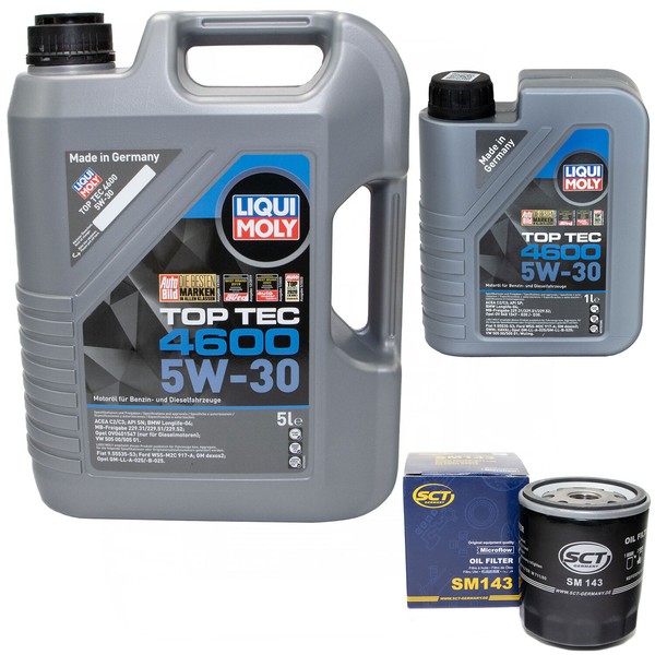 MotoröL Set 5W-30 Liqui Moly 6 Liter + ÖLfilter SM 143 FüR Lexus GS Toyota Hiace-image