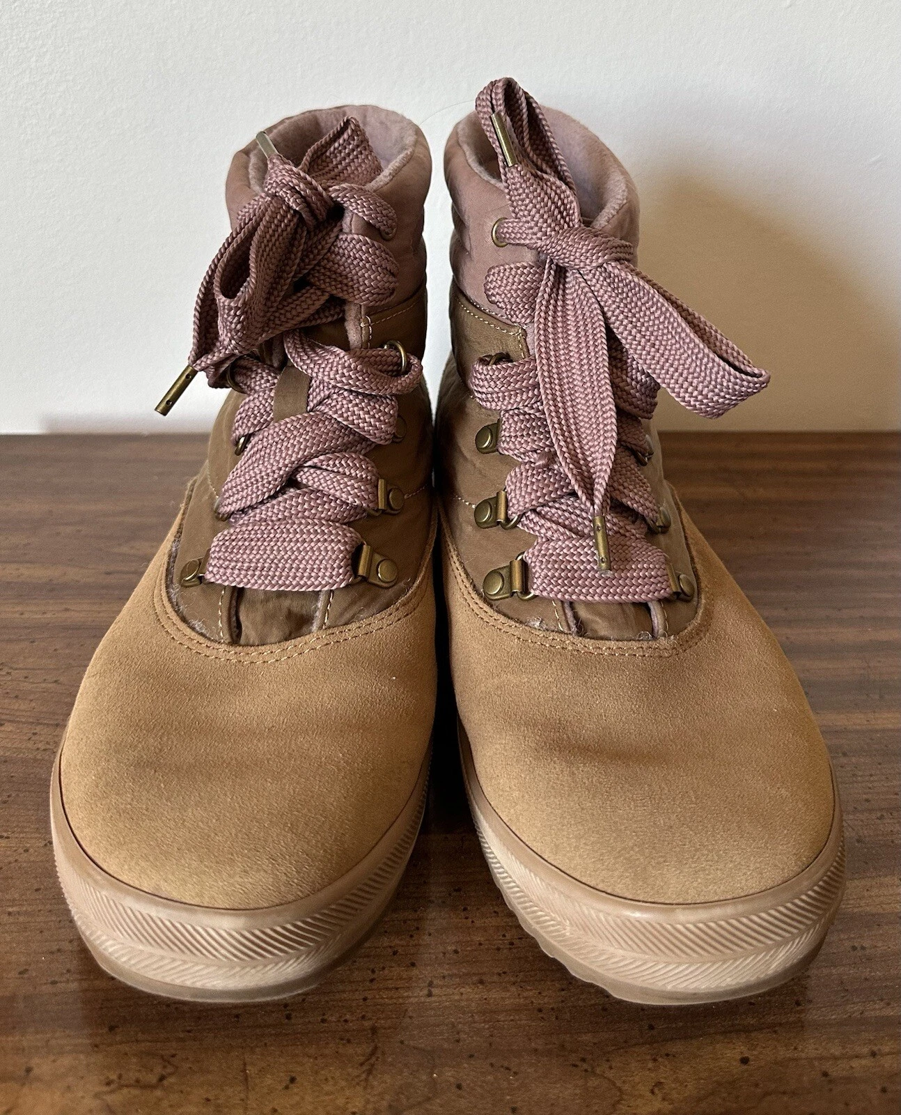 Keds Women's Camp Suede/Nylon Brown/Pink Waterproof Boots Sz9