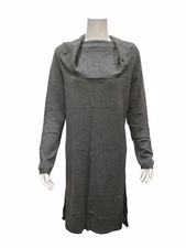 H by Halston Loose Cowl Neck Long Sleeves Sweater Dress Granite Medium Size  