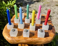 Selenite Candle Holder For Ritual / Spell Candles (Selenite Cube Crystal Holder)