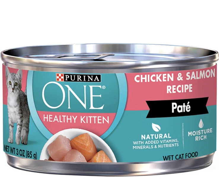 Purina ONE Grain Healthy Chicken Salmon Pate Wet Kitten Food 3