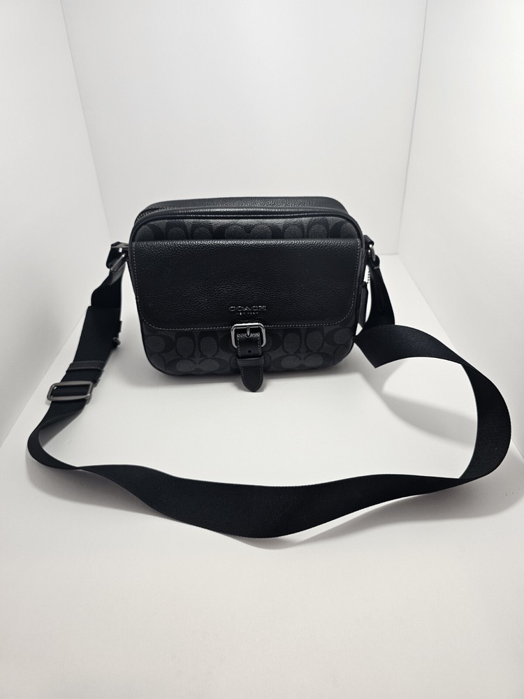 COACH Hudson Crossbody CB846 Signature Charcoal Black Crossbody Bag QBM15