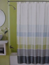 Peri Home Simon Stripe Fabric Shower Curtain 70" x 72" NIP