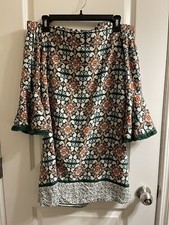 Lulus Green And Orange, Off The Shoulder, Long Sleeve Dress, M, NWT