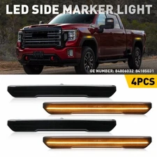 For 2020-2024 GMC Sierra 2500 3500 HD Smoked LED Side Marker Light Front Rear 4X