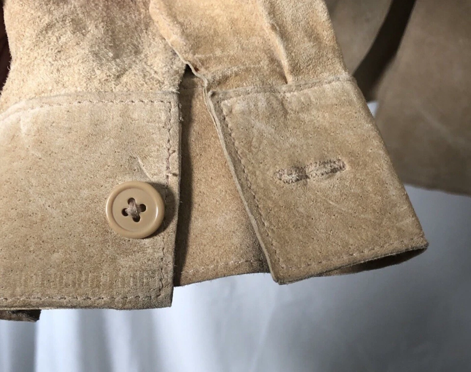 Chaqueta estilo cortavientos con cremallera 100 % gamuza beige para mujer Yvonne Marie - talla 10 Foto 3 de 4