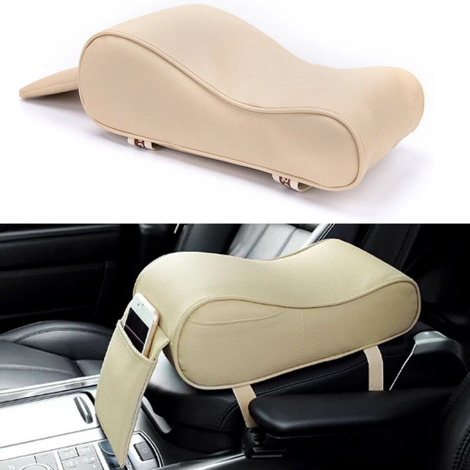 Reposabrazos coche beige tapetes consola almohadilla forro cojín funda cuero PU SUV Foto 2 de 4