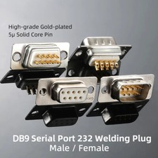 1pcs DB9 Male Female Interface Welding Plug RS232 Serial Port Solid Pin 9-pin