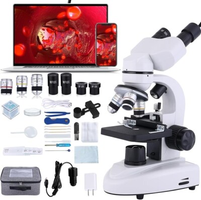 Poothoh Binocular Compound Microscope 40X-2000X with Dual-Layer Mechanical Stage