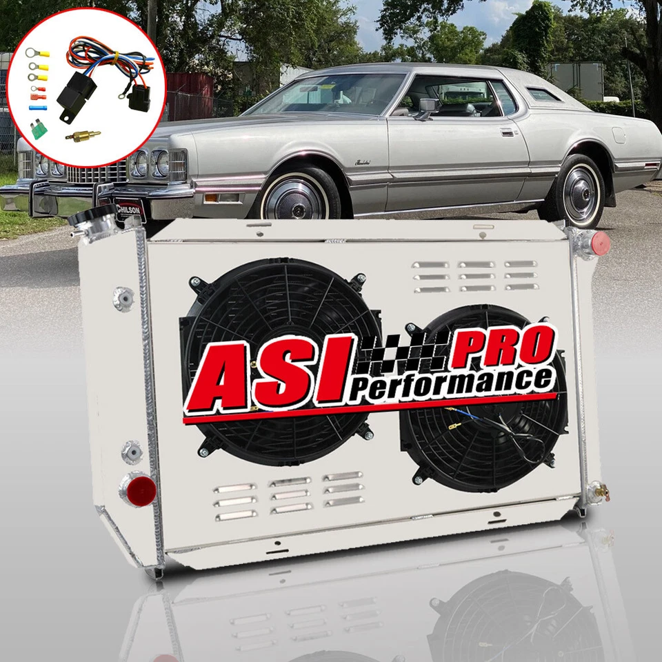 3Row Radiator+Shroud Fan Fit 1972-1979,1974 Ford Thunderbird Mercury Cougar V8 - Image 2 of 4