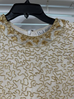Vintage Gold Beaded Mini Dress A.J. BARI size 8. | eBay