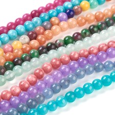 10Strands Natural White Jade Beads Dyed Round Mixed Color 8mm Gemstones Stones