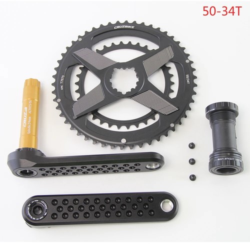 Road Bike Crankset 155/160/165/170/175mm Crank 9-12S Double Chainring with BB - Picture 22 of 23