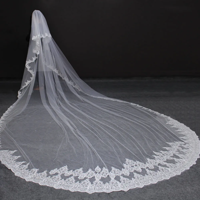Wedding White 2 Layers Sparkling Veil with Comb for Bride Ivory Veil With Blusher and Pearl Crystal Comb: White  main image 4