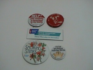 LOT /5 AMERICAN CANCER SOCIETY NO SMOKING CANCER LUNGS MEDICAL HOSPITAL PINS