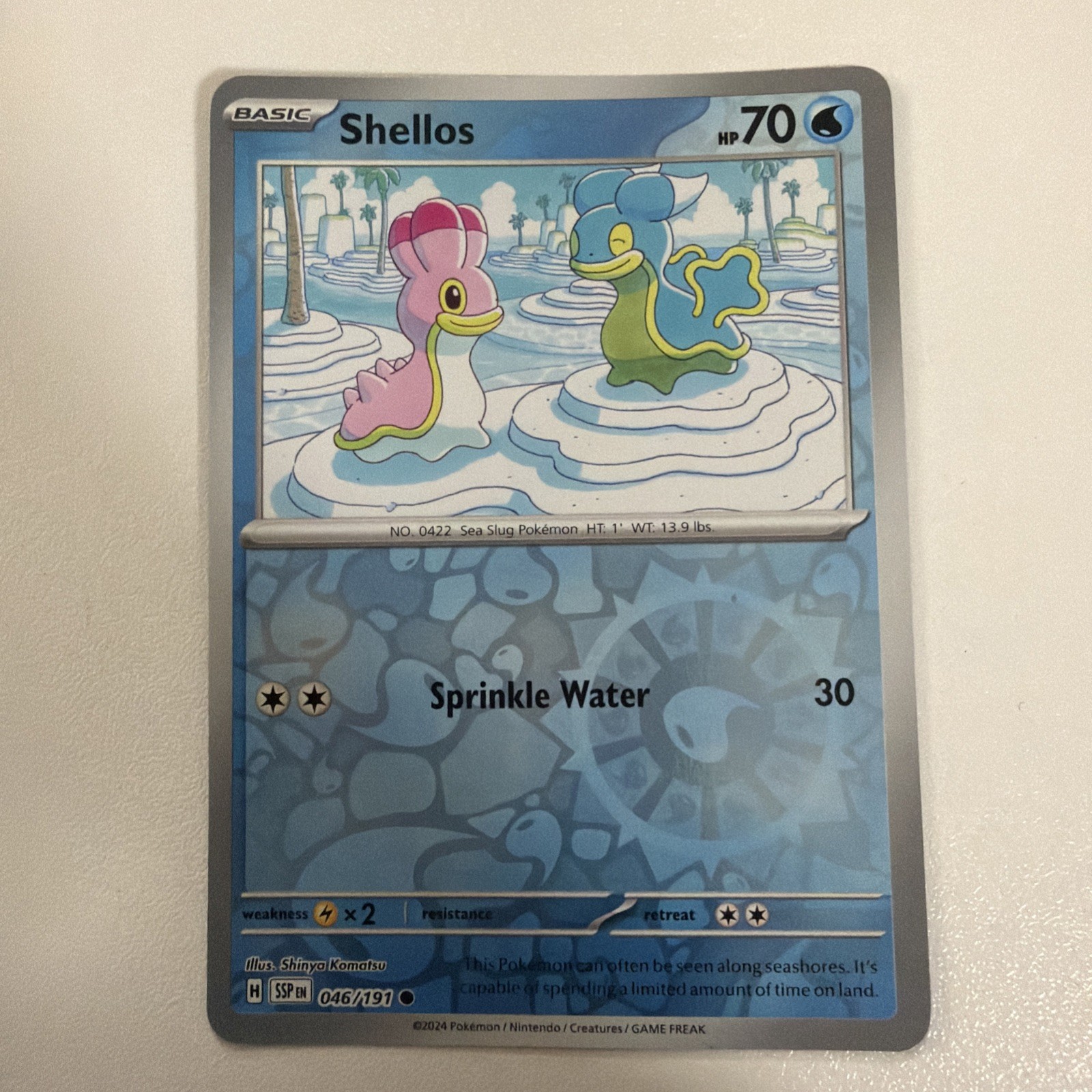 Pokemon Surging Sparks Shellos Reverse Holo Common Card 046/191 NM