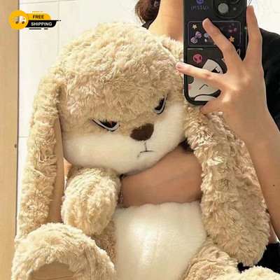 Süßes wütendes Kaninchen Plüschtier - großes weiches Stofftier Hase Puppe Geschenk für Kinder