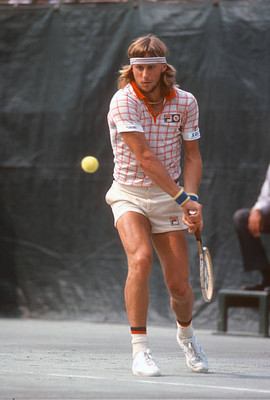 Bjorn Borg of Sweden returns a shot at the Men's 1976 US Open