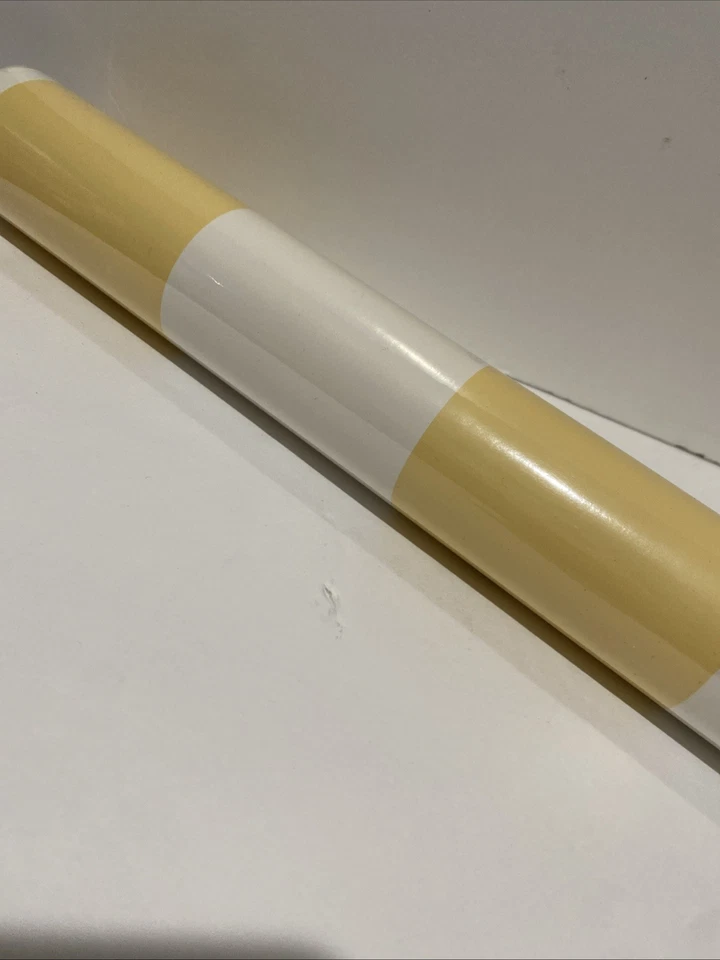 Vtg. Ralph Lauren Wallpaper Yellow & White Stripe Double Roll 60 sqft 24” - Image 2 of 4