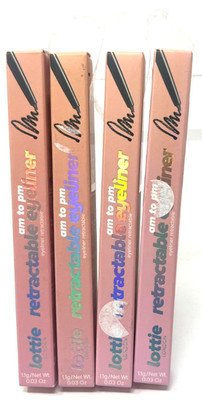 (4) Lottie AM To PM Retractable Eyeliner 0.03 oz New In Packaging BLACK