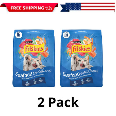 2Pk Purina Adult Dry Cat Food Seafood Salmon Tuna Shrimp Seaweed Adult Cats 16lb