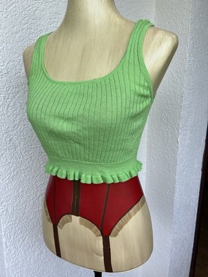 Mango   Crop top Trägertop Top grün Limette neongrün Gr. M superstretchig