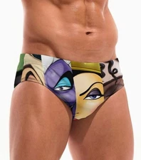 New Men's Sexy Art Villain Low Rise Bikini Swim Brief w/Contoured Pouch-Gay