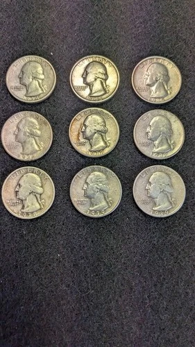 KEY DATE WASHINGTON QUARTER LOT * '34D-35D-35S-36S-37D-37P-38S-39P-39S * VG - AU