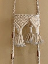 Large Macrame Plant Hanger Wood Beads 64 Handmade Hippie Boho