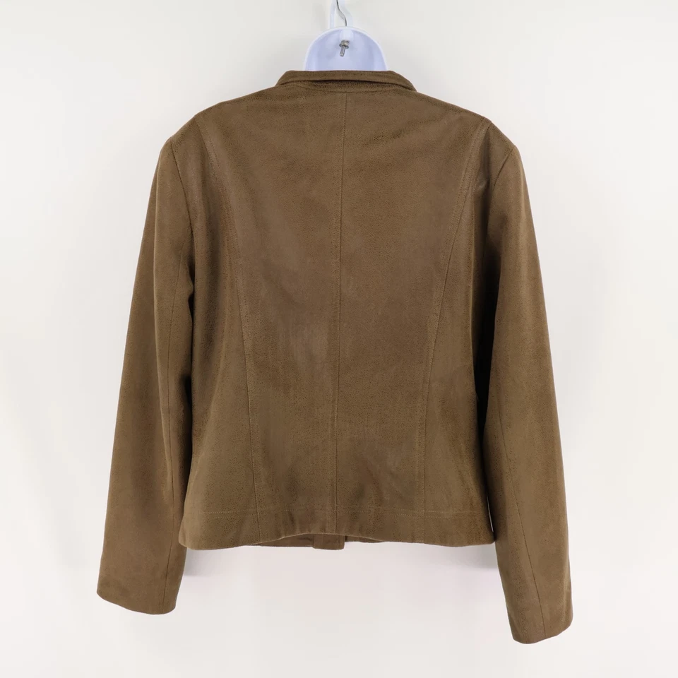 Blazer Tribal con Botones para Mujer 12 Marrón Geométrico Bolsillos con Cremallera Almohadillas para el Hombro Foto 2 de 4