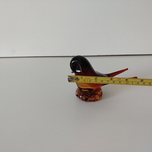 Vintage Amber Glass Bird Paperweight Ornament Handmade - Picture 11 of 11
