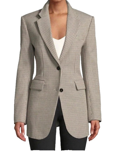 THEORY Super Cinch Blazer Wool Blend Fremont Plaid Size 0 NWT