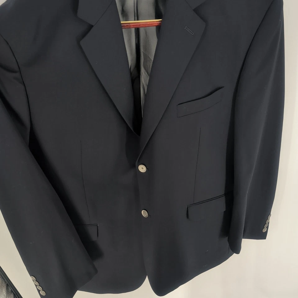 Blazer Traje Clásico Negro 46 R Calvin Klein Dos Botones Cuello Muesca Frontal Foto 3 de 4