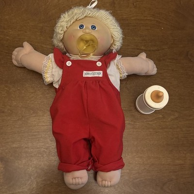 1985 Cabbage Patch Kids Doll Blond Hair Blue Eyes Mold 4 Pacifier Bottle