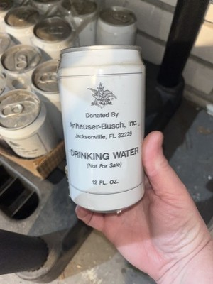 Anheuser-Busch Canned Drinking Water-Hurricane Hugo SC relief 1989