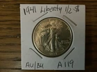1941. Walking Liberty Half Dollar high grade AU details A119