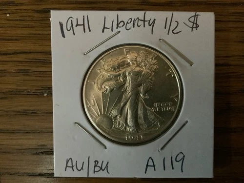 1941. Walking Liberty Half Dollar high grade AU details A119